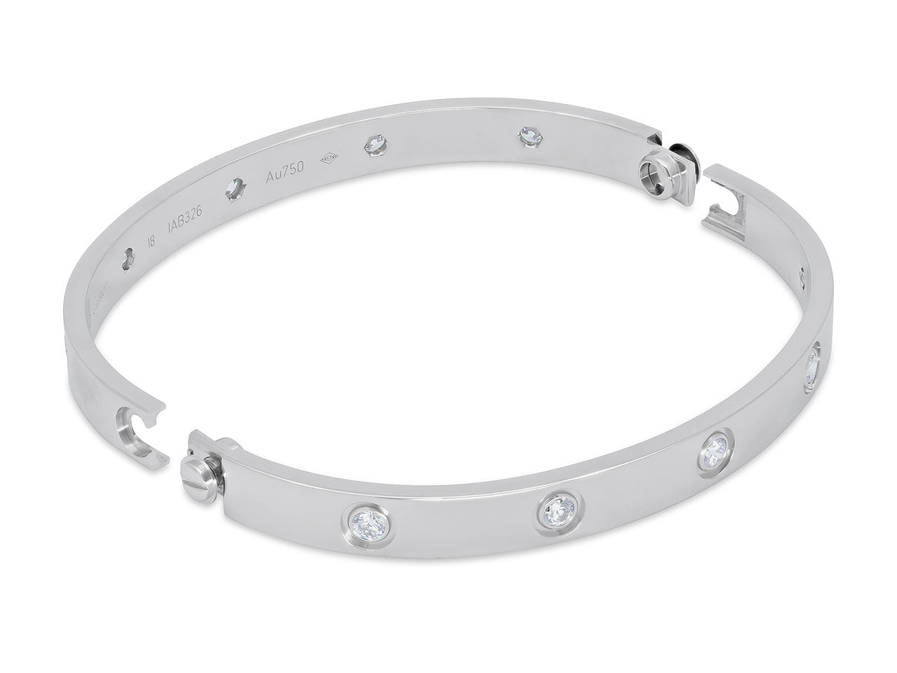 Cartier 'Love' Bracelet, 10 diamonds, 18K White Gold, Size 18