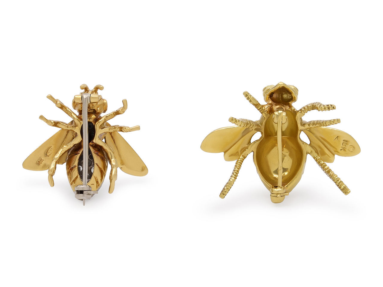 Bee and Fly Pins in 18K Gold