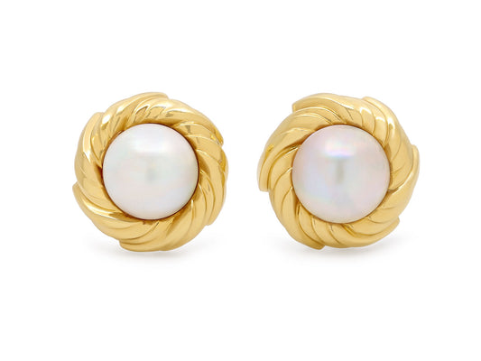 Mabe Pearl Earrings in 18K Gold