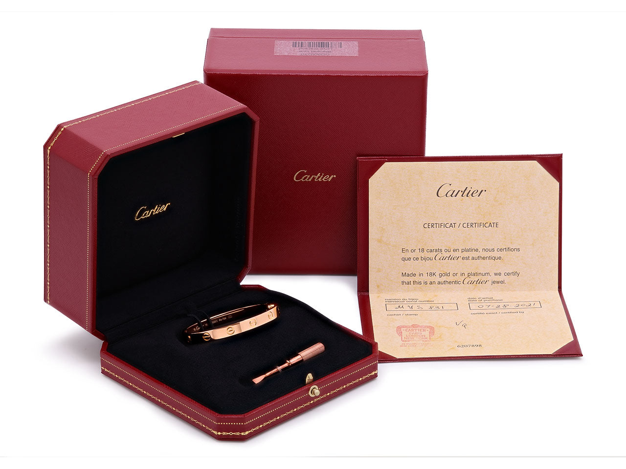 Cartier Diamond 'Love' Bracelet in 18K Rose Gold, Classic Model, Size 16