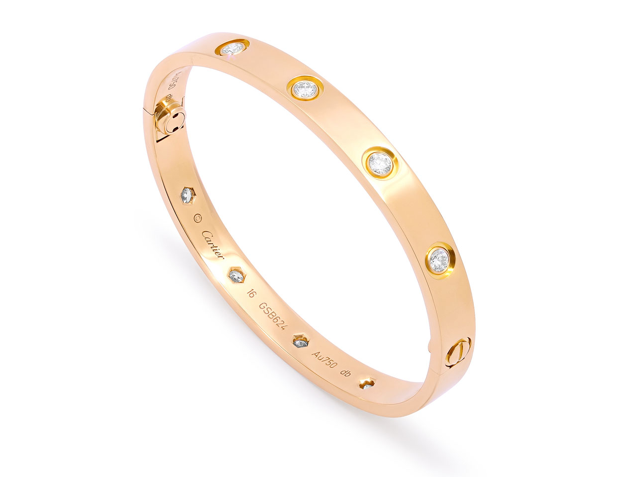 Cartier Diamond 'Love' Bracelet in 18K Gold, Classic Model, 10 Diamonds, Size 16