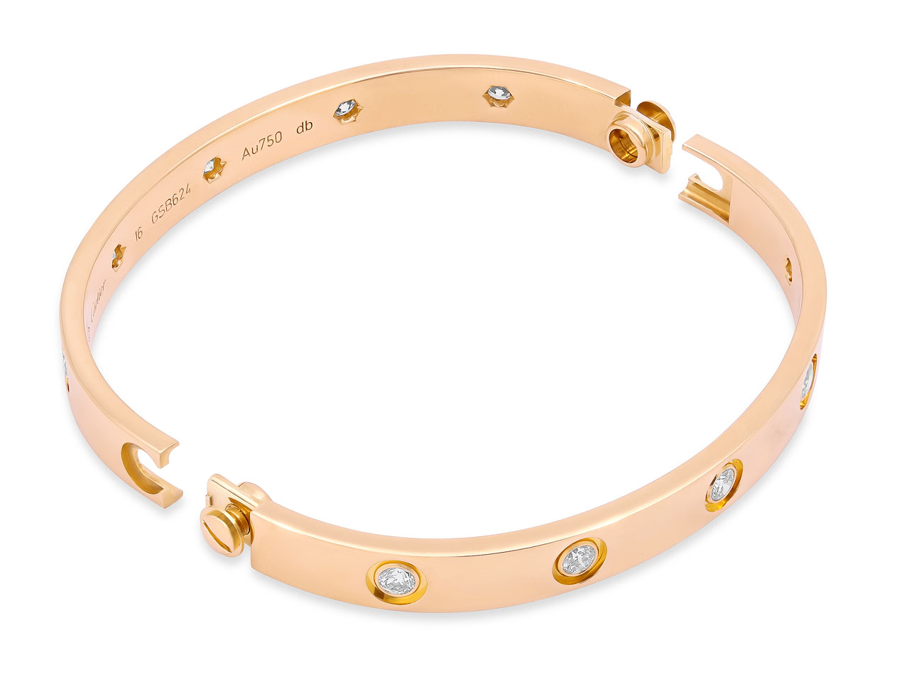 Cartier Diamond 'Love' Bracelet in 18K Gold, Classic Model, 10 Diamonds, Size 16