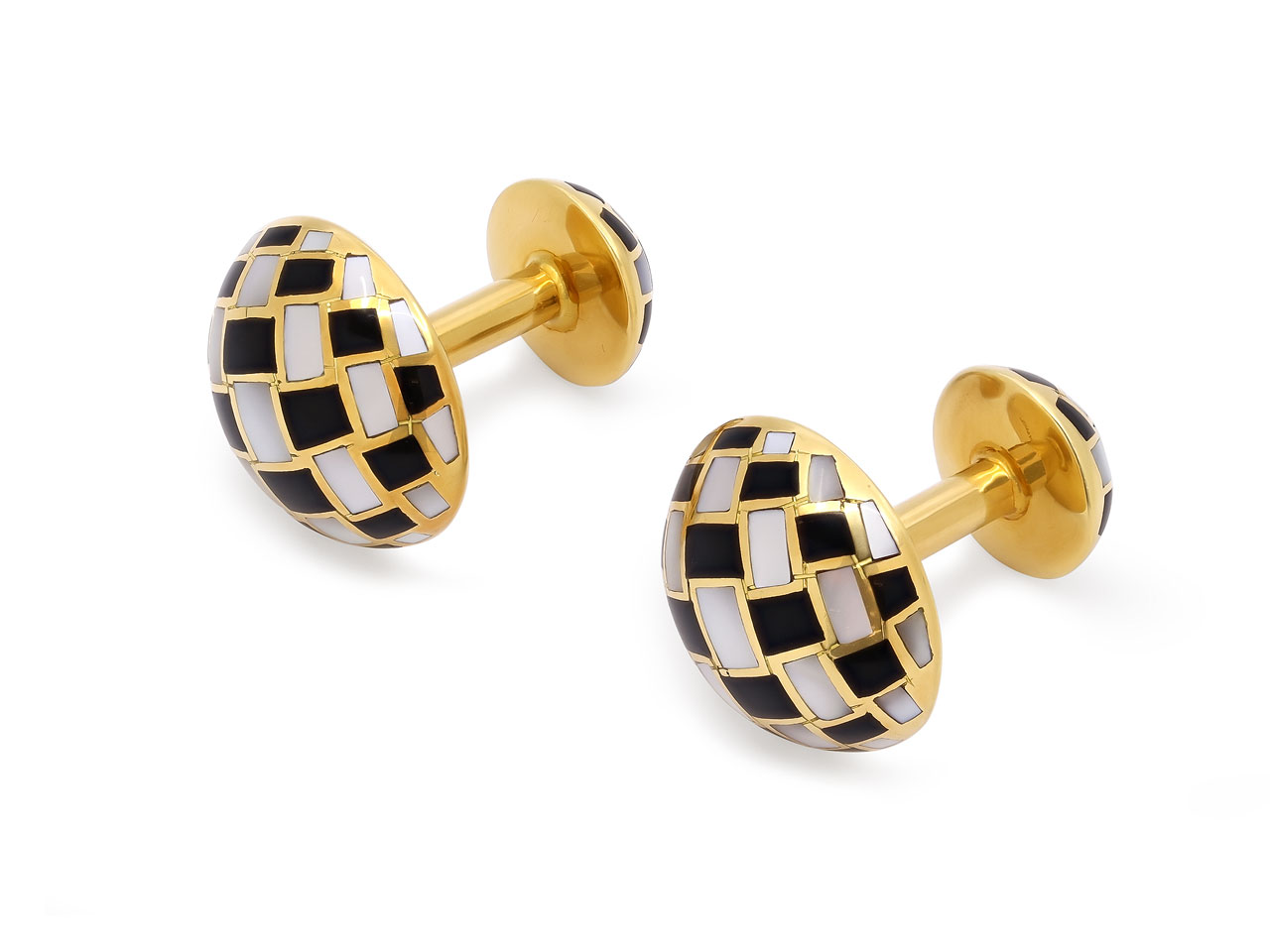 Tiffany and Co. Angela Cummings Mother-of-Pear and Onyx Cufflinks 18K Gold