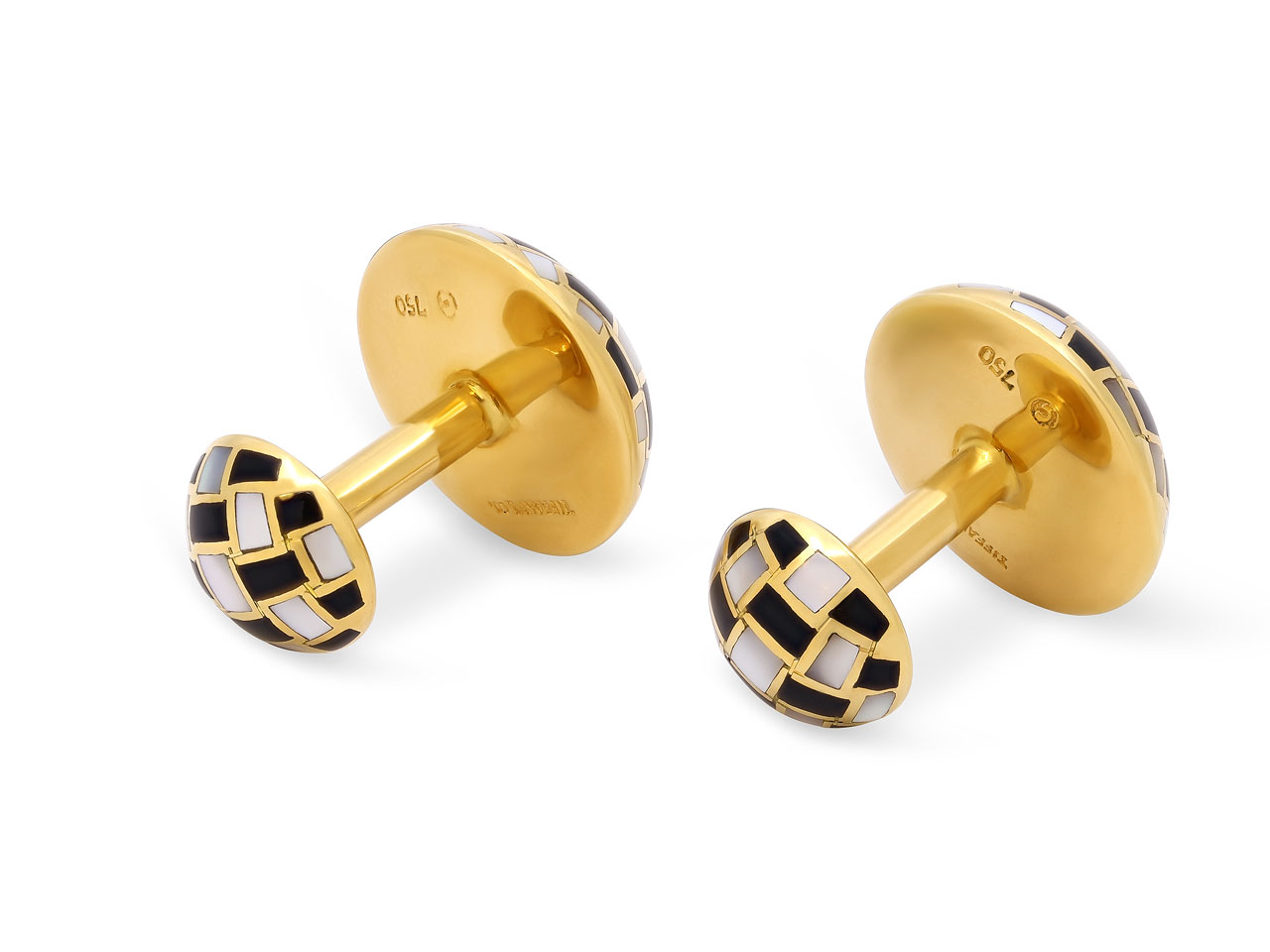 Tiffany and Co. Angela Cummings Mother-of-Pear and Onyx Cufflinks 18K Gold