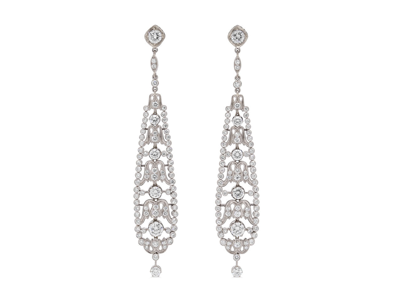 Beladora 'Bespoke' Diamond Pendant Earrings in 18K White Gold