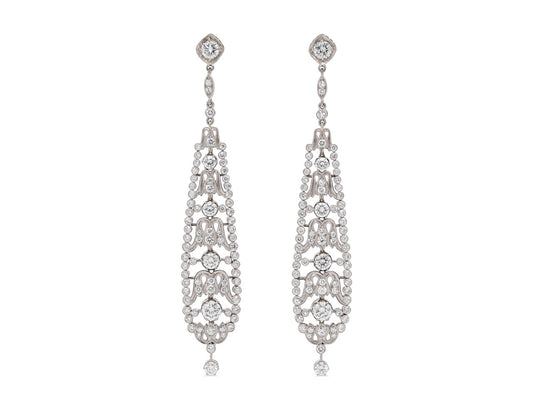 Beladora 'Bespoke' Diamond Pendant Earrings in 18K White Gold