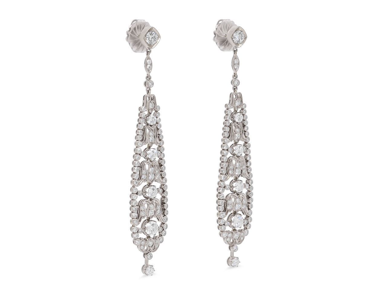 Beladora 'Bespoke' Diamond Pendant Earrings in 18K White Gold