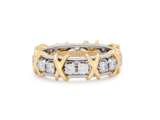 Tiffany & Co. Schlumberger 'Sixteen Stone' Diamond Ring in 18K Gold and Platinum