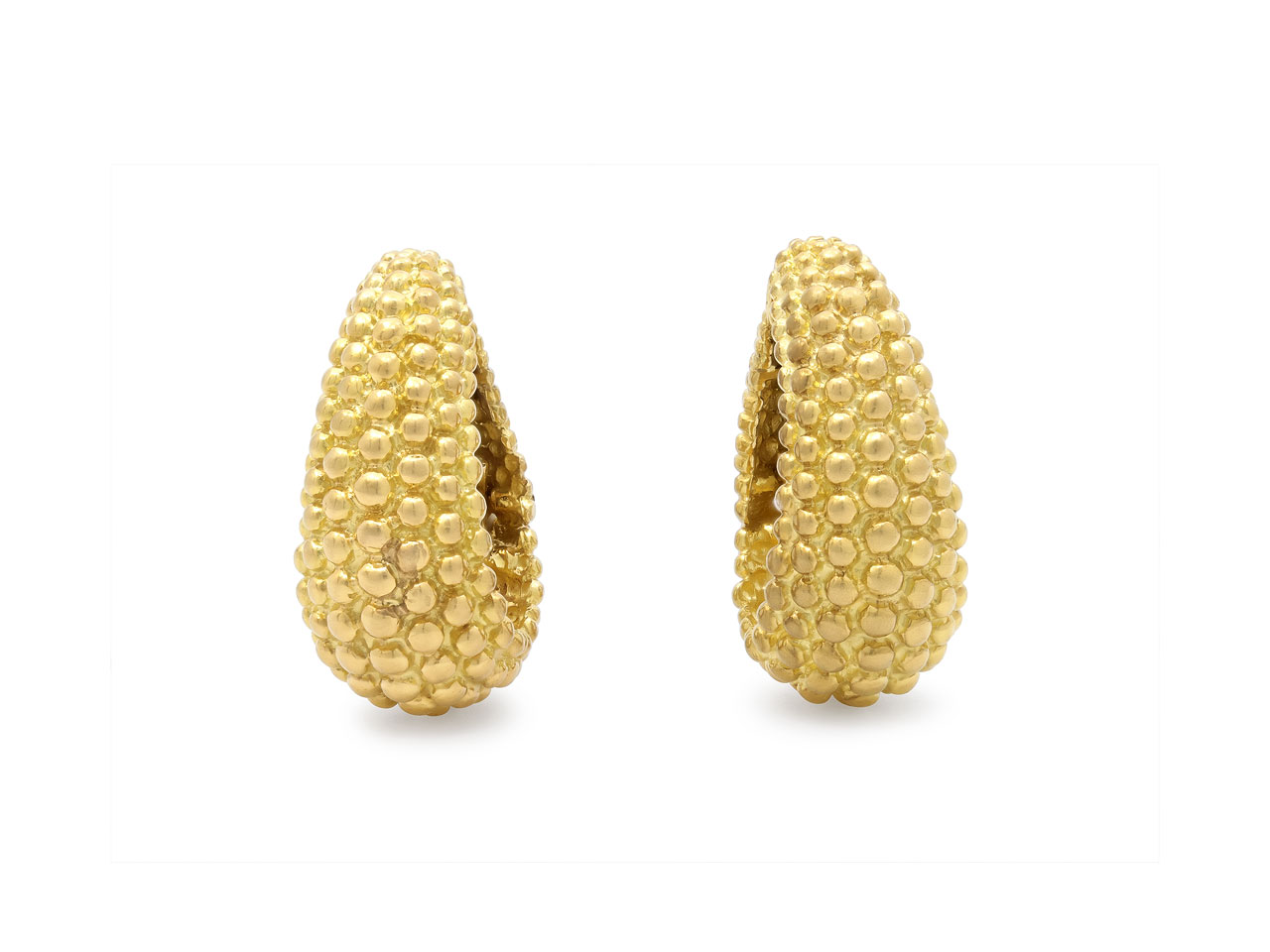 David Webb Beaded Hoop Earrings in 18K Gold