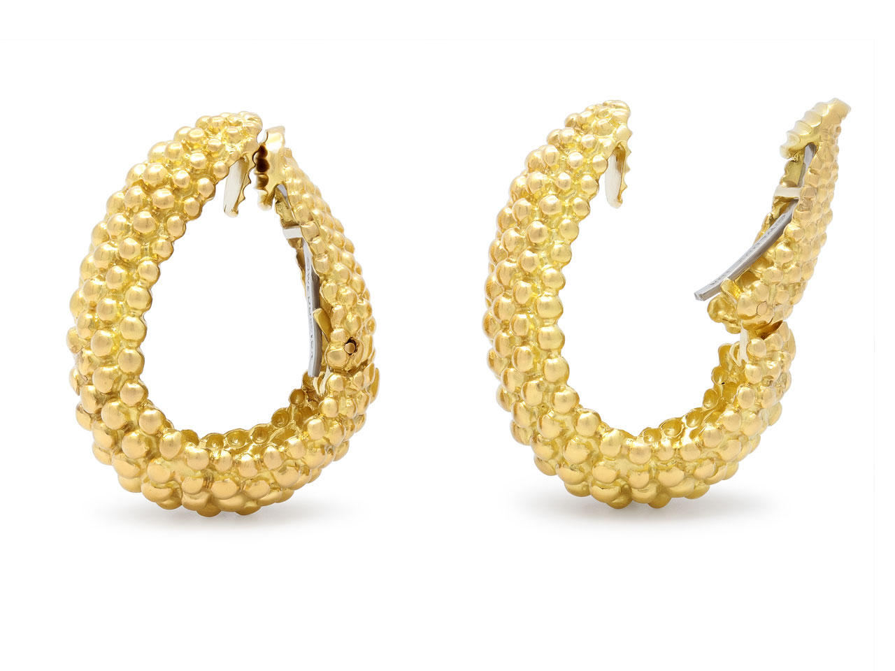 David Webb Beaded Hoop Earrings in 18K Gold