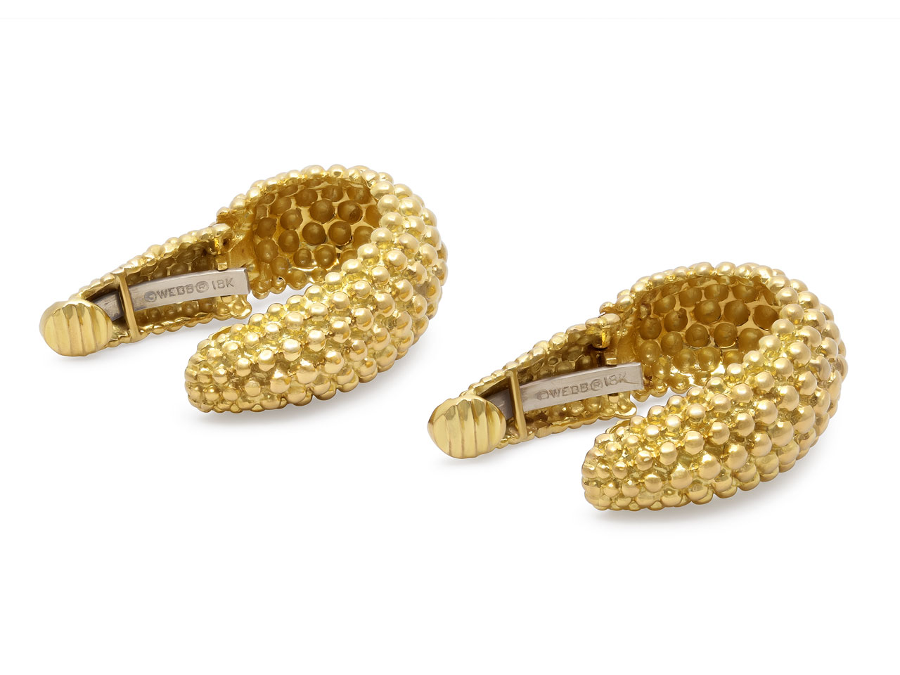 David Webb Beaded Hoop Earrings in 18K Gold