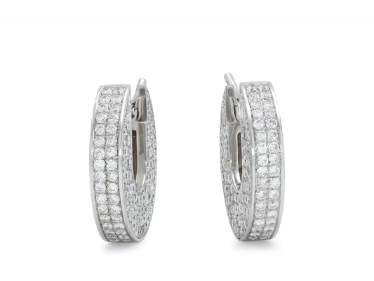 Diamond Huggie Earrings in 18K White Gold