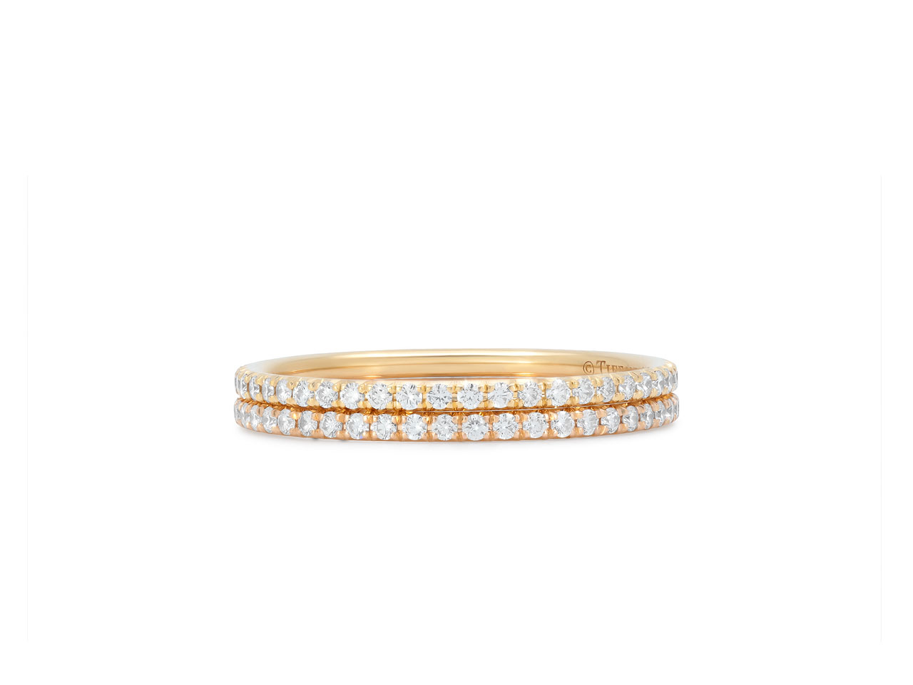 Tiffany & Co. Pair of 'Soleste' Diamond Eternity Bands in 18K Yellow and Rose Gold