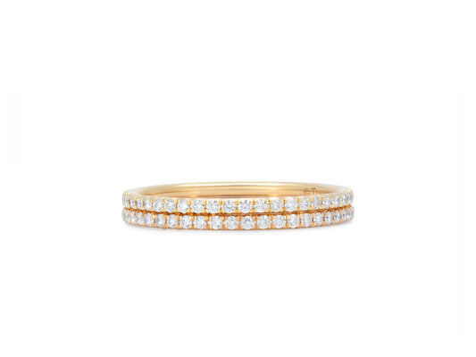 Tiffany & Co. Pair of 'Soleste' Diamond Eternity Bands in 18K Yellow and Rose Gold