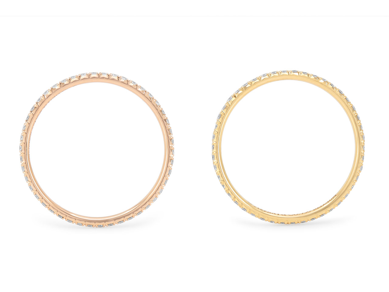 Tiffany & Co. Pair of 'Soleste' Diamond Eternity Bands in 18K Yellow and Rose Gold