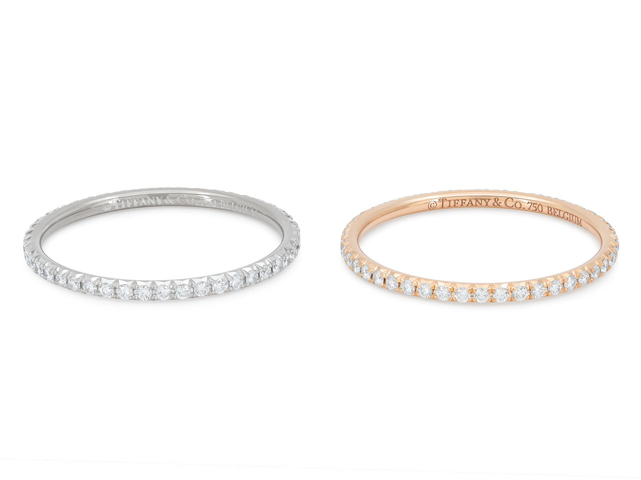 Tiffany & Co. Pair of 'Soleste' Diamond Eternity Bands in 18K White and Rose Gold