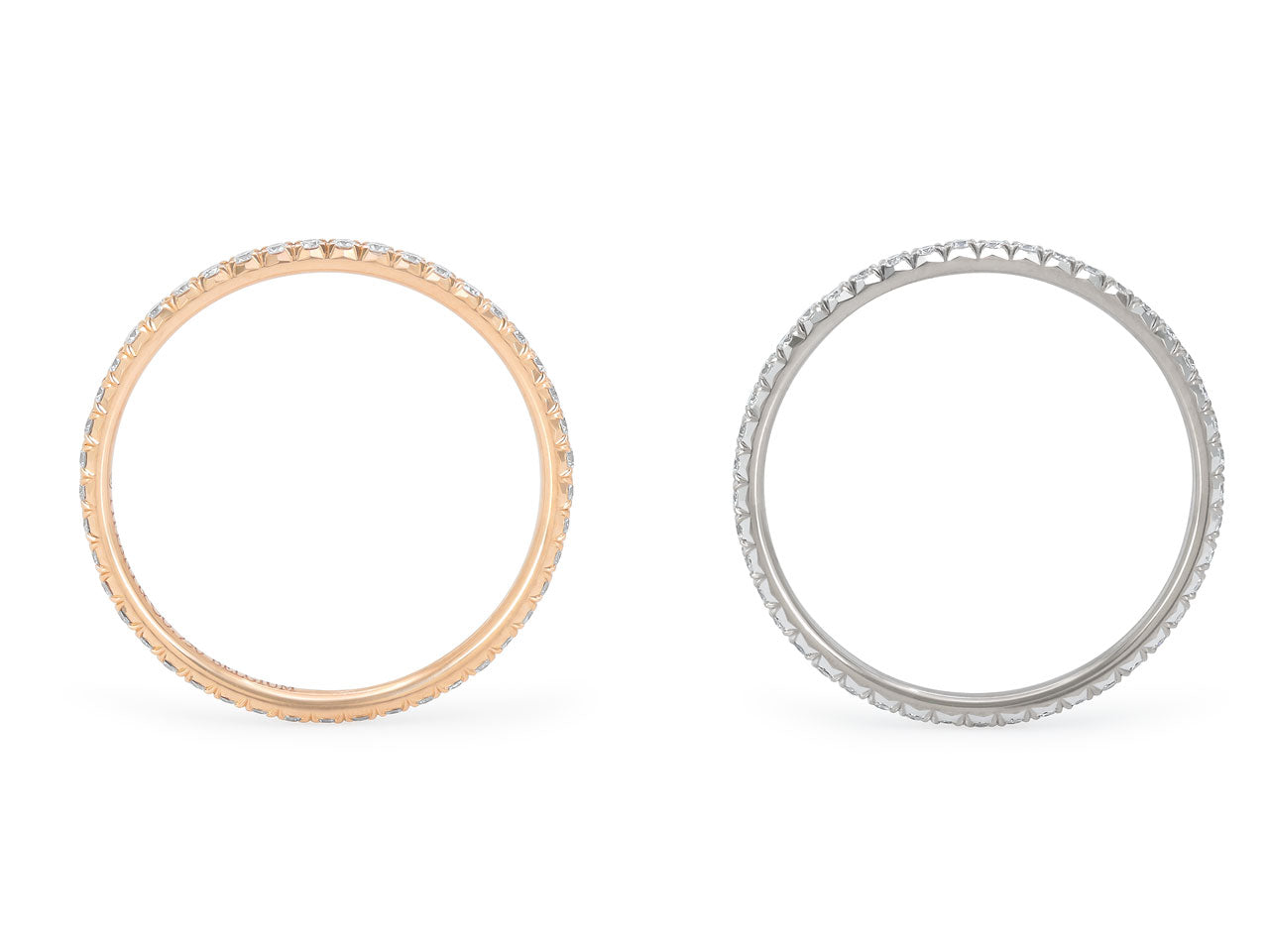 Tiffany & Co. Pair of 'Soleste' Diamond Eternity Bands in 18K White and Rose Gold