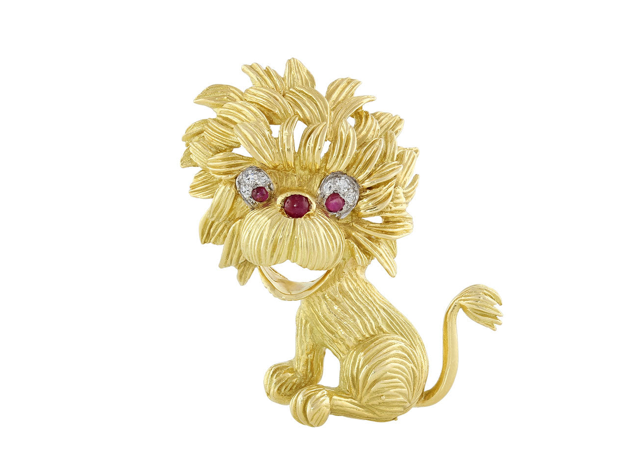 Hammerman Brothers Mid-Century Lion Brooch in 18K Gold