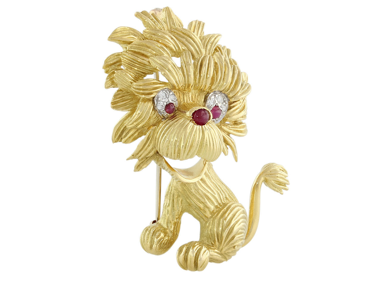 Hammerman Brothers Mid-Century Lion Brooch in 18K Gold