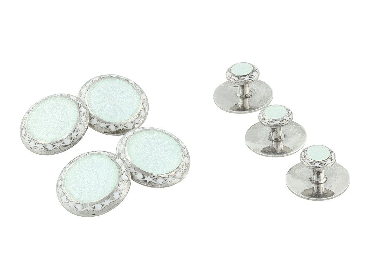 Guilloche Enamel Dress Set in Sterling Silver