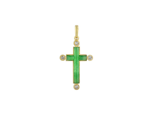 Jadeite and Diamond Cross Pendant in 18K