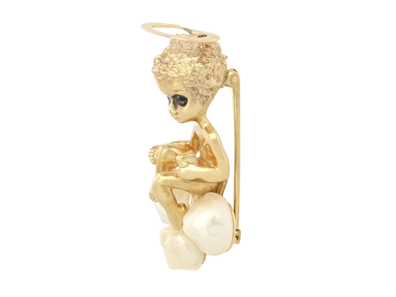 Ruser American Freshwater Pearl Angel Brooch in 14K