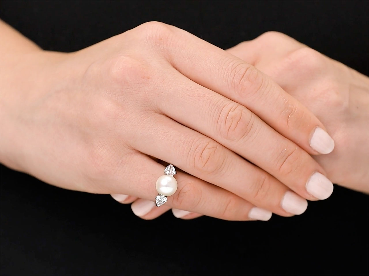 Pearl and Diamond Ring in Platinum #513352 – Beladora