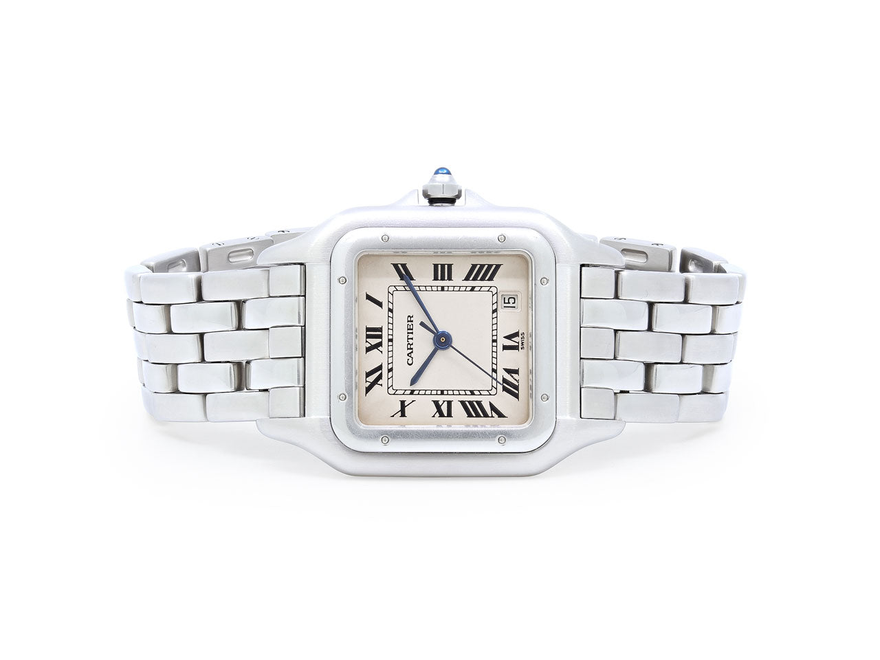 Cartier Men's Santos Stainless Steel 42mm Black Roman Dial Watch Refer –  Happy Jewelers