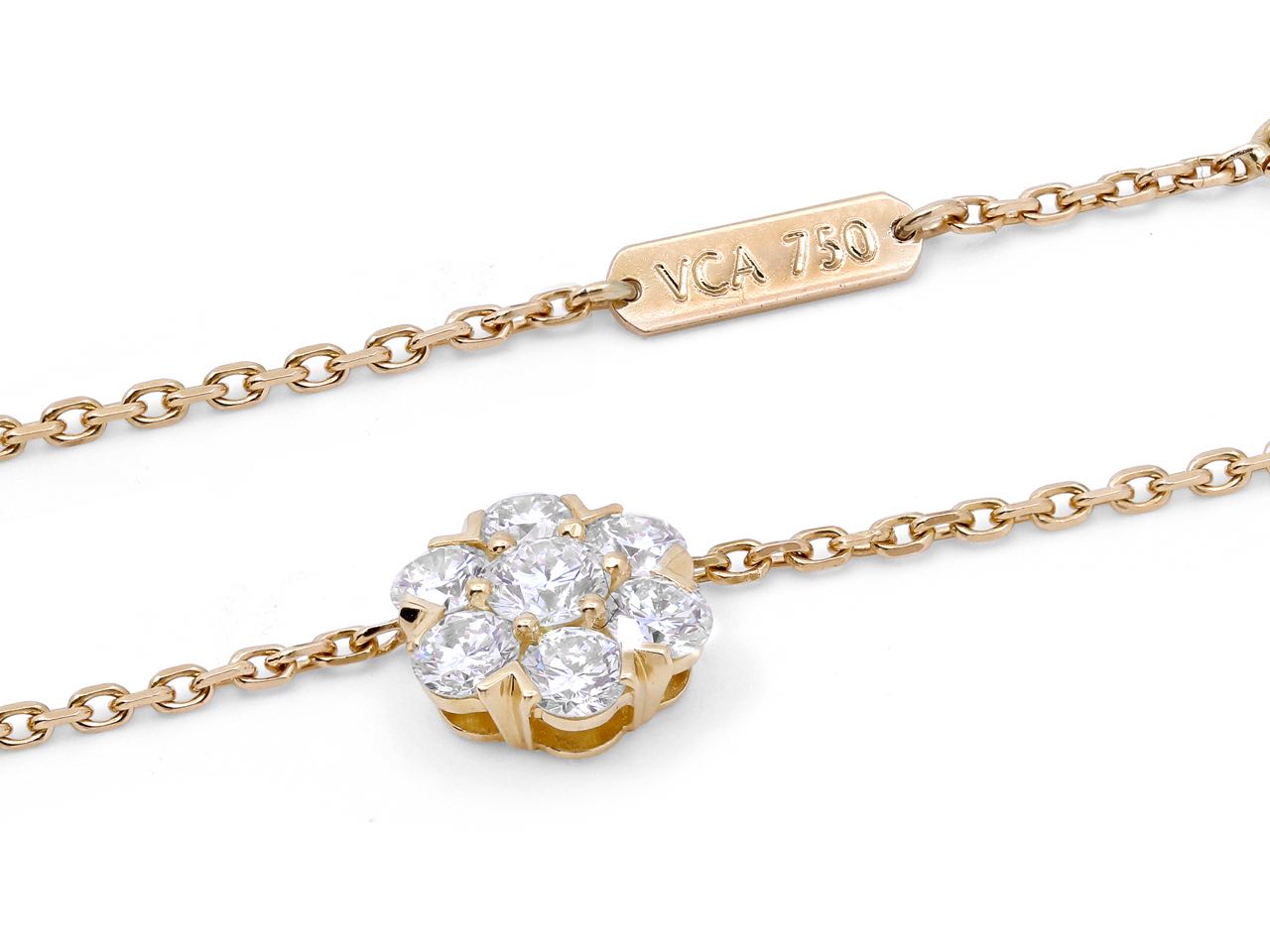 Authentic! Van Cleef & Arpels 18k Gold Diamond & Pink Sapphire Flower -  Ruby Lane