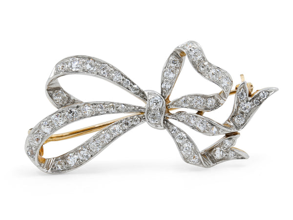 Howard's Estate Collection Antique Platinum Diamond Bow Brooch