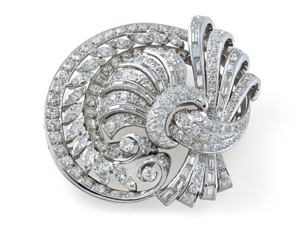 Mid-Century Diamond Brooch in Platinum #501147 – Beladora