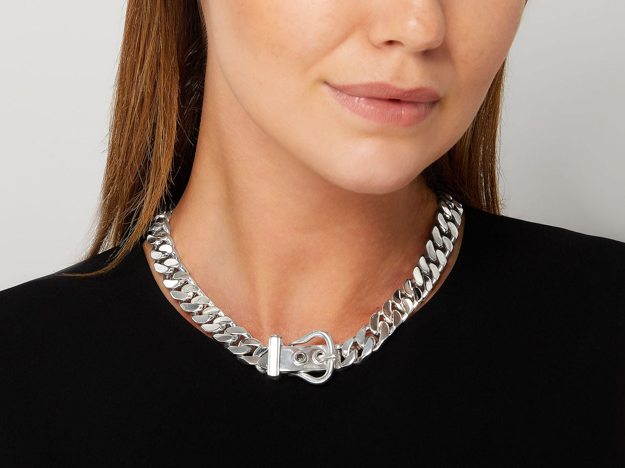 Hermès 'Boucle de Sellier' Neckace in Silver #517617 – Beladora