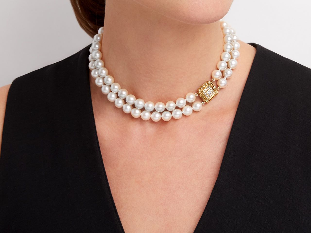 Double Strand Pearl and 18k Gold Plated Necklace – Ettika