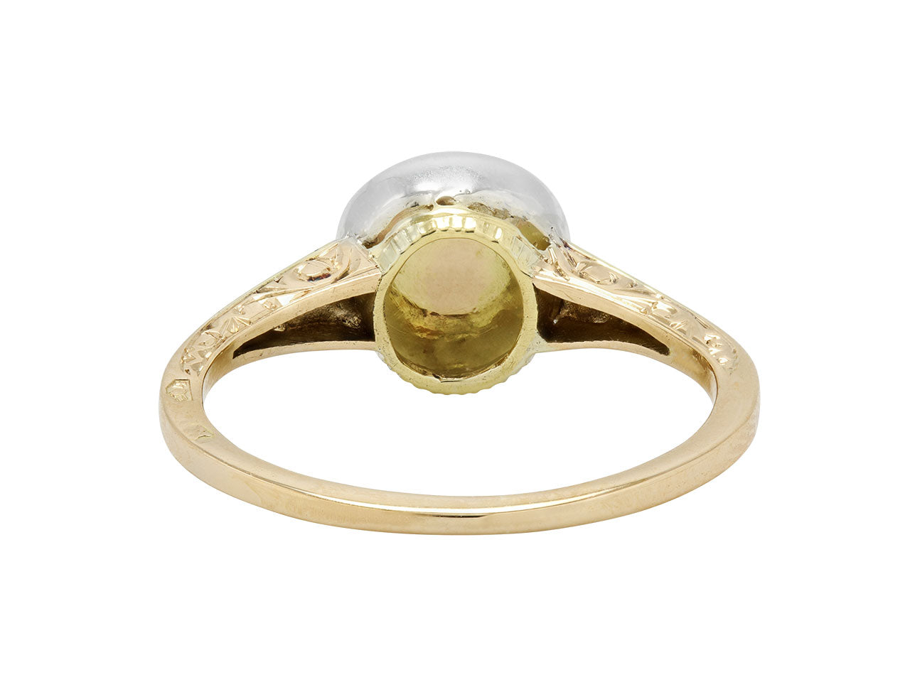 Georgian, Victorian Style Engagement Ring; Collet Set Old Mine Diamond -  Pebble & Polish